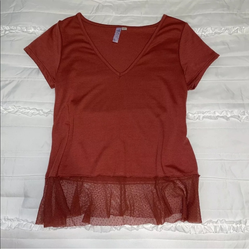 Francesca’s Burnt Orange V-Neck Top